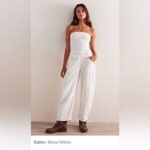 NWT Je Suis Pret Barrel Jumpsuit- We the Free- Stone White- Size Medium